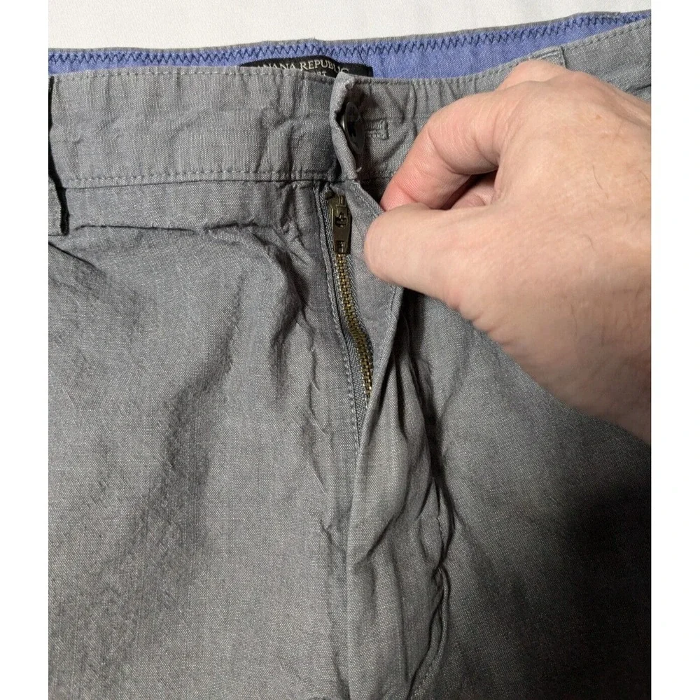 BANANA REPUBLIC AIDEN CHAMBRAY Men 38 Gray Heather Cotton 10